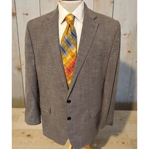 LRL Ralph Lauren Brown Tweed Weave Plaid Blazer Sport Coat Jacket 46L Black Labe